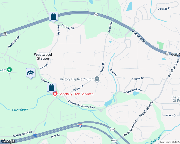 map of restaurants, bars, coffee shops, grocery stores, and more near 437 Livingston Point in Acworth