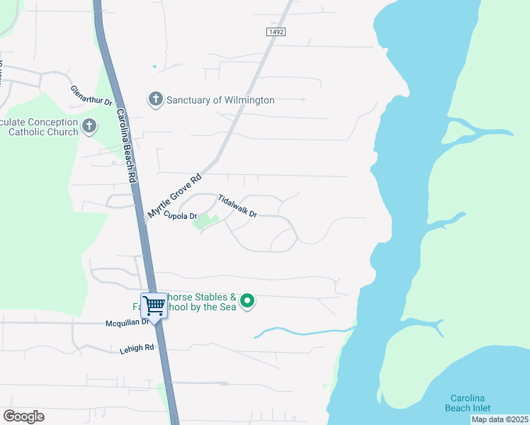 map of restaurants, bars, coffee shops, grocery stores, and more near 1125 Tidalwalk Drive in Wilmington