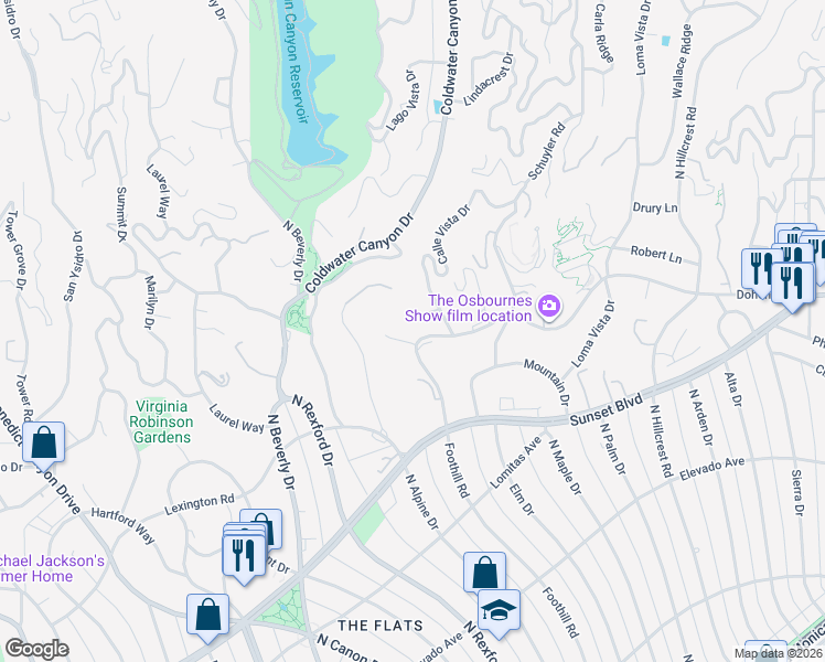 map of restaurants, bars, coffee shops, grocery stores, and more near 447 North Doheny Drive in Beverly Hills