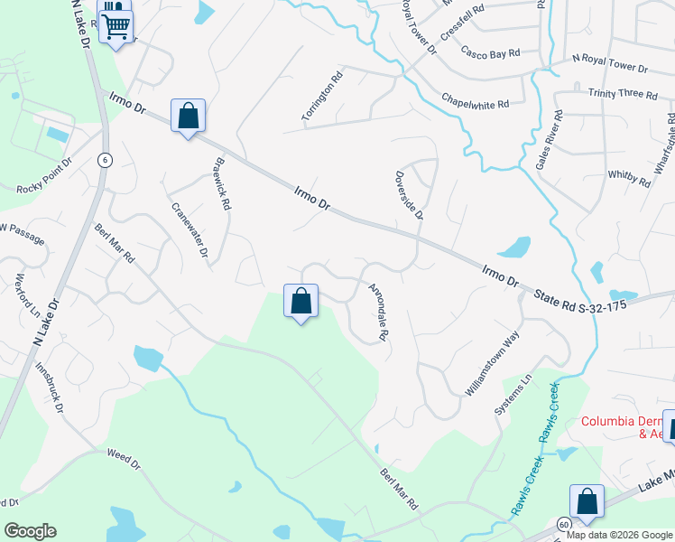 map of restaurants, bars, coffee shops, grocery stores, and more near 208 Sandstone Road in Columbia