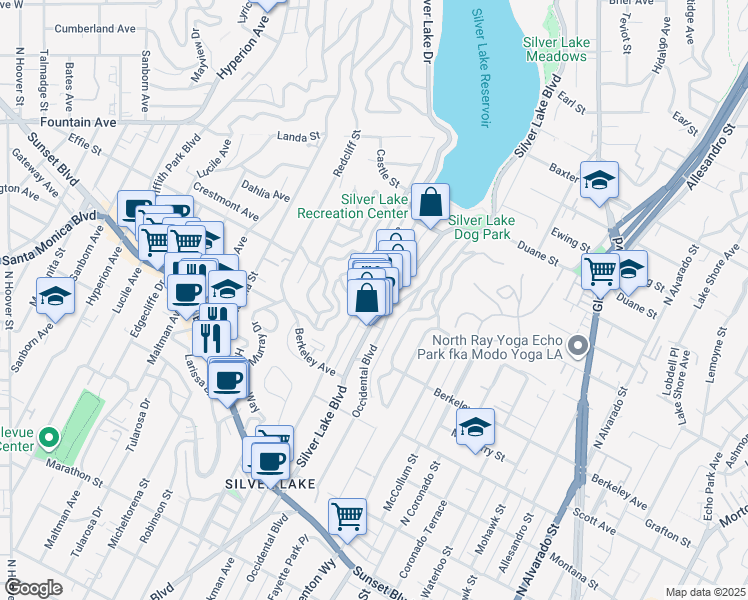 map of restaurants, bars, coffee shops, grocery stores, and more near in Los Angeles