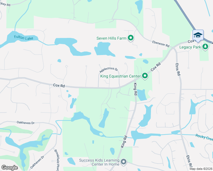 map of restaurants, bars, coffee shops, grocery stores, and more near 675 Cox Road in Roswell