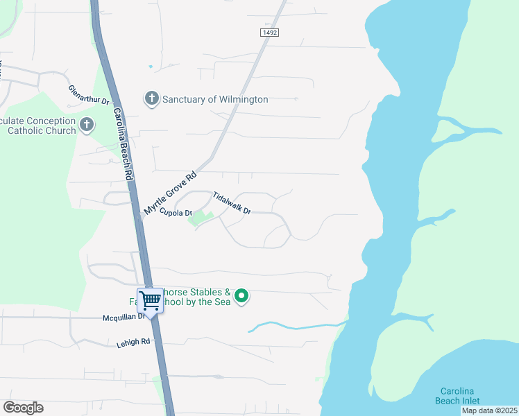 map of restaurants, bars, coffee shops, grocery stores, and more near 1125 Tidalwalk Drive in Wilmington