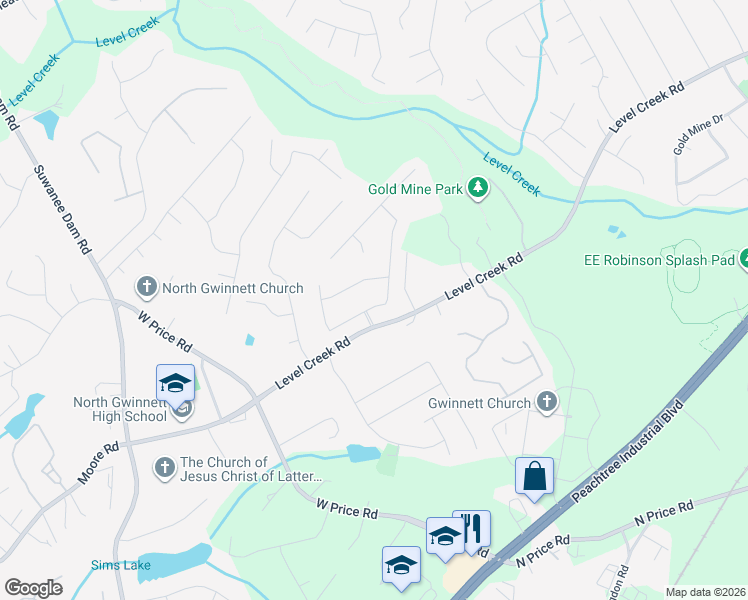 map of restaurants, bars, coffee shops, grocery stores, and more near 5226 Cabot Creek Drive in Sugar Hill