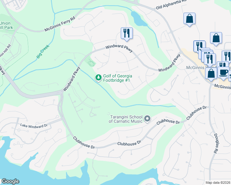 map of restaurants, bars, coffee shops, grocery stores, and more near 6060 Greatwood Terrace in Alpharetta
