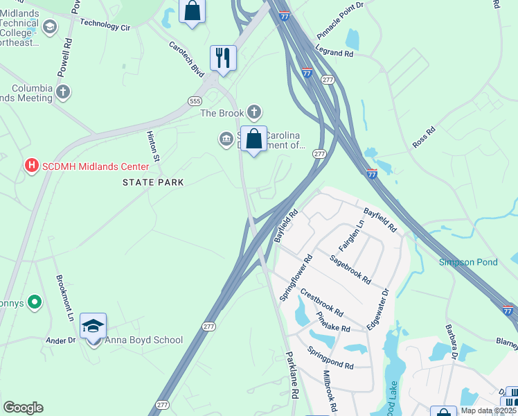 map of restaurants, bars, coffee shops, grocery stores, and more near 310 Ross Road in Columbia