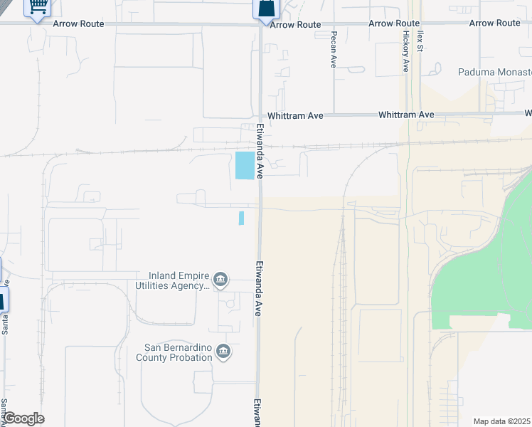 map of restaurants, bars, coffee shops, grocery stores, and more near 12951 Napa Street in Fontana