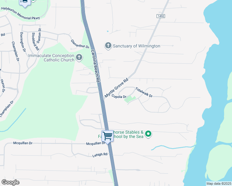 map of restaurants, bars, coffee shops, grocery stores, and more near 905 Tidalwalk Drive in Wilmington