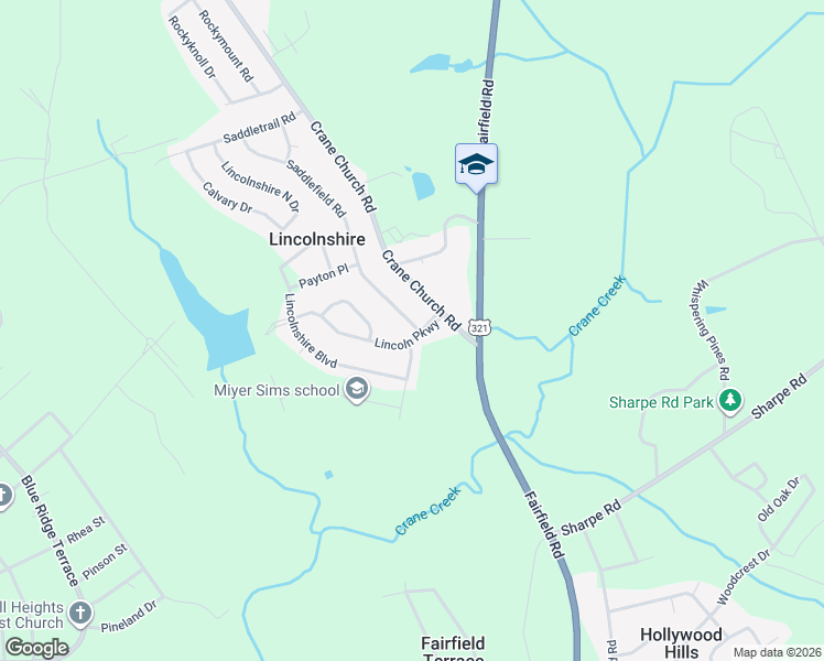 map of restaurants, bars, coffee shops, grocery stores, and more near 114 Kings Down Lane in Columbia