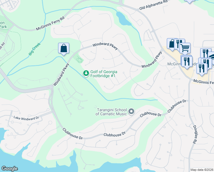 map of restaurants, bars, coffee shops, grocery stores, and more near 6020 Greatwood Terrace in Alpharetta