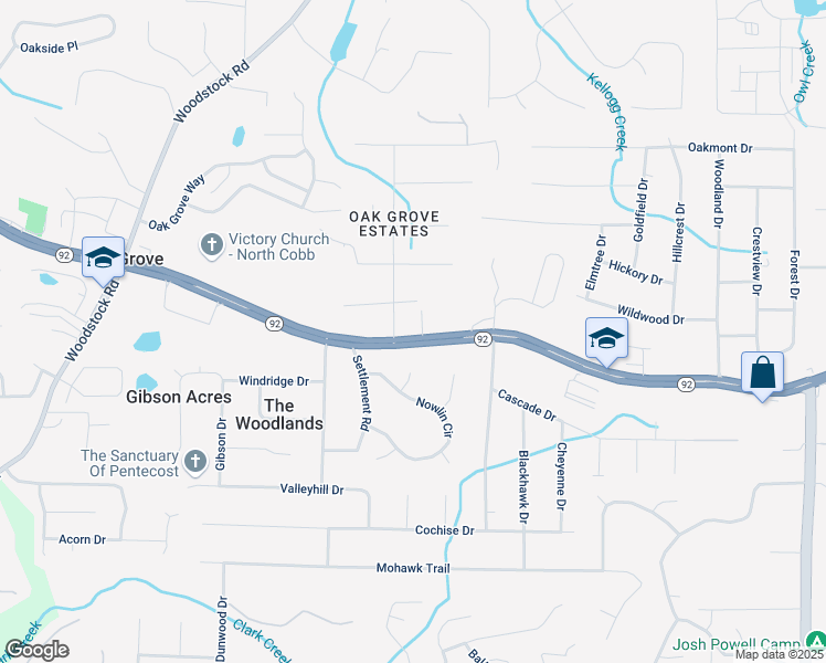 map of restaurants, bars, coffee shops, grocery stores, and more near 5153 Georgia 92 in Acworth