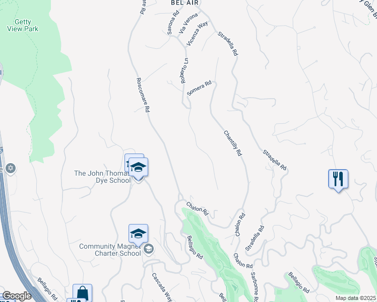 map of restaurants, bars, coffee shops, grocery stores, and more near 1041 Somera Road in Los Angeles