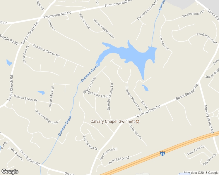 map of restaurants, bars, coffee shops, grocery stores, and more near 4790 Brandon Acres Lane in Buford