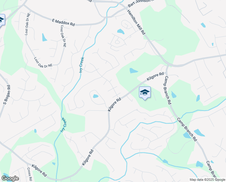 map of restaurants, bars, coffee shops, grocery stores, and more near 3520 Mystic Drive in Buford