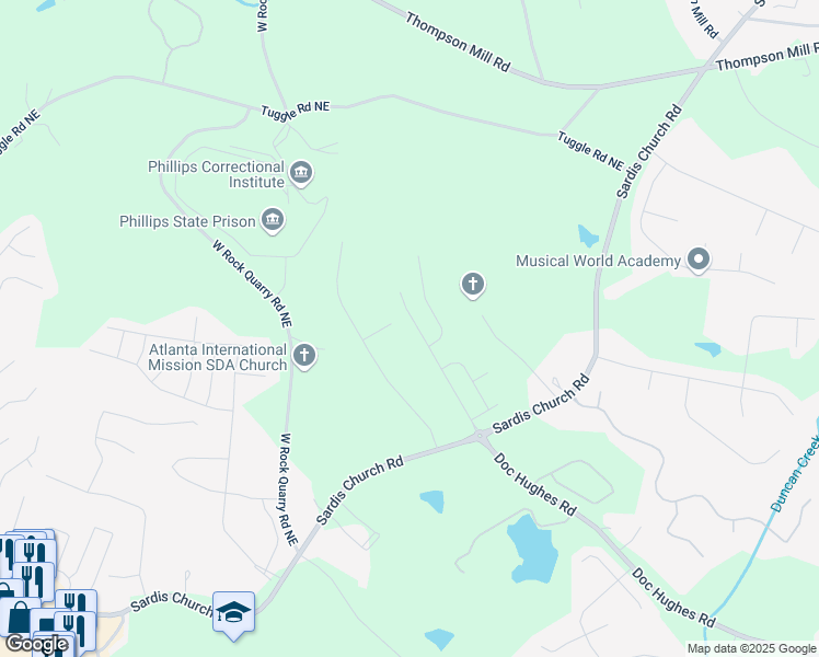 map of restaurants, bars, coffee shops, grocery stores, and more near 2822 Sedgeview Lane Northeast in Buford
