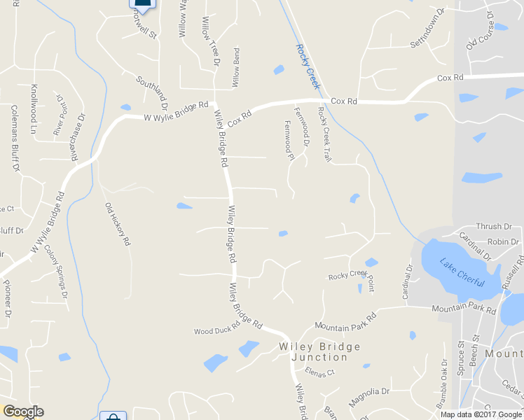 map of restaurants, bars, coffee shops, grocery stores, and more near 1100 Wiley Bridge Road in Woodstock