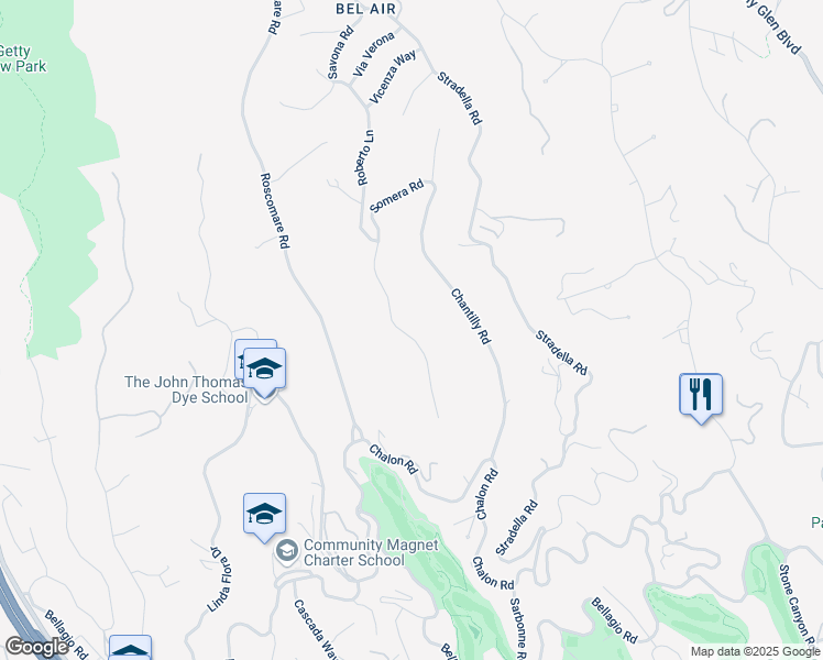 map of restaurants, bars, coffee shops, grocery stores, and more near 1030 Somera Road in Los Angeles