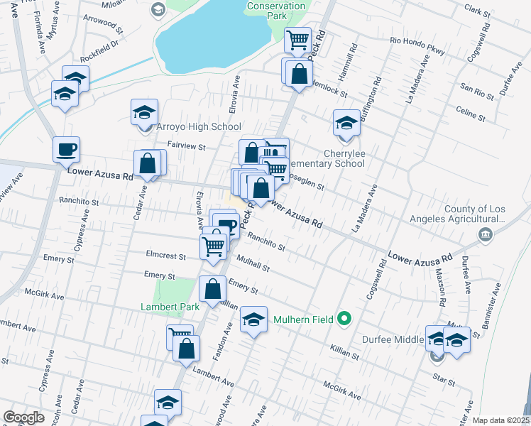 map of restaurants, bars, coffee shops, grocery stores, and more near in El Monte