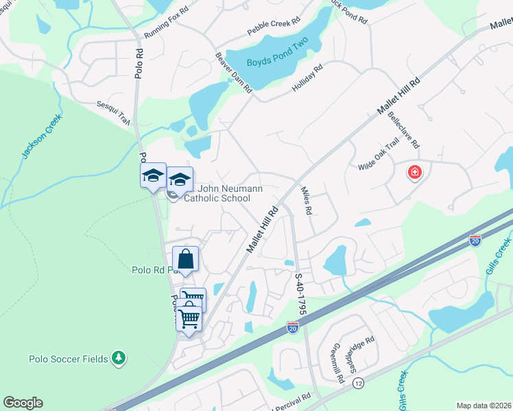 map of restaurants, bars, coffee shops, grocery stores, and more near 50 Beaver Dam Court in Columbia