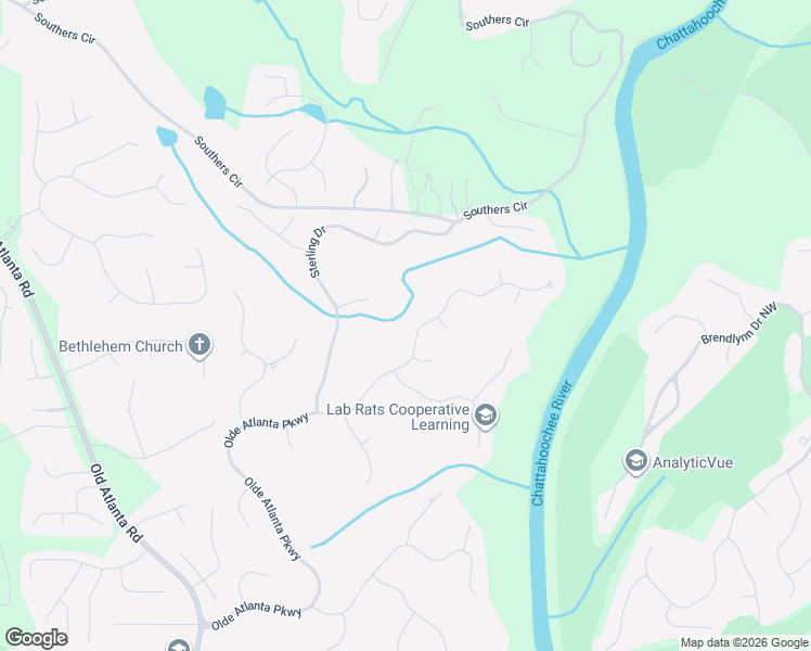 map of restaurants, bars, coffee shops, grocery stores, and more near 6575 Olde Atlanta Parkway in Suwanee