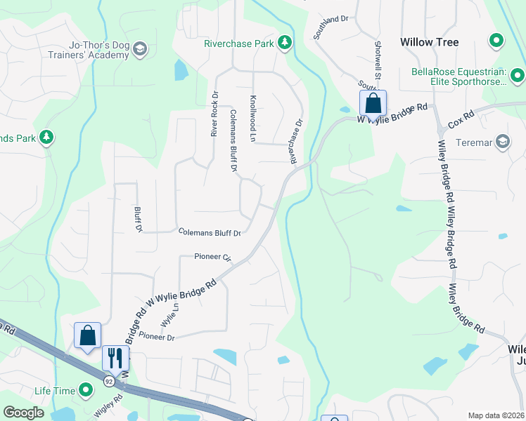 map of restaurants, bars, coffee shops, grocery stores, and more near 200 Colemans Bluff Drive in Woodstock