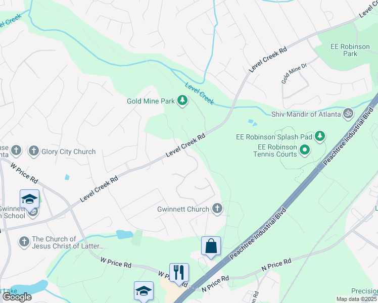 map of restaurants, bars, coffee shops, grocery stores, and more near 4901 Glen Level Drive in Sugar Hill