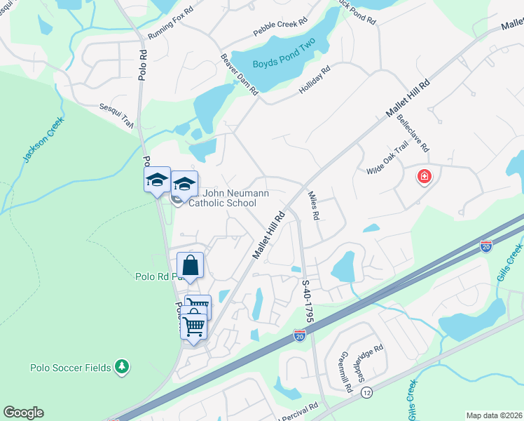 map of restaurants, bars, coffee shops, grocery stores, and more near 50 Beaver Dam Court in Columbia