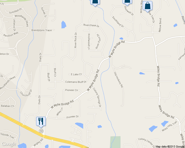 map of restaurants, bars, coffee shops, grocery stores, and more near 200 Colemans Bluff Drive in Woodstock