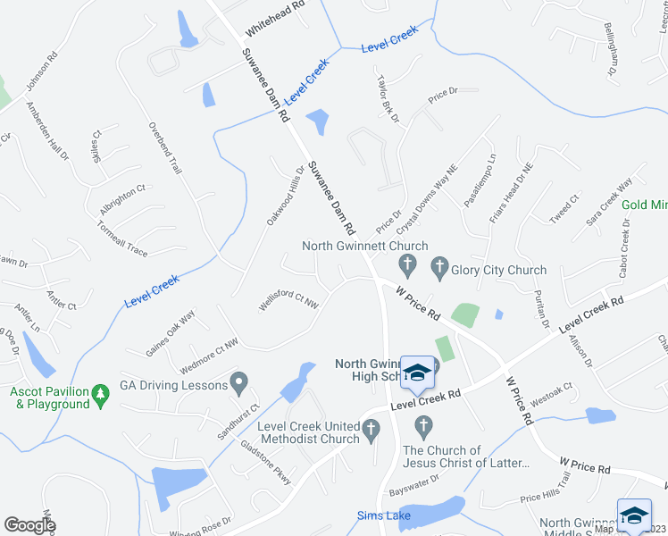 map of restaurants, bars, coffee shops, grocery stores, and more near 5076 Akard Court Northwest in Suwanee