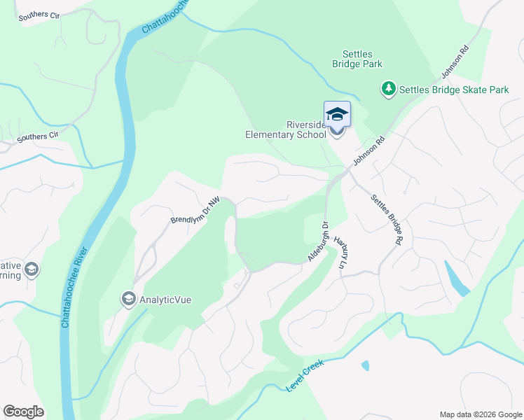map of restaurants, bars, coffee shops, grocery stores, and more near 562 Brendlynn Court in Suwanee