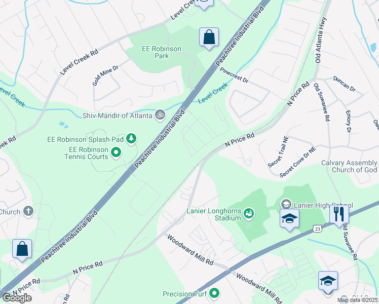 map of restaurants, bars, coffee shops, grocery stores, and more near 916 Sugar Vista Circle in Sugar Hill