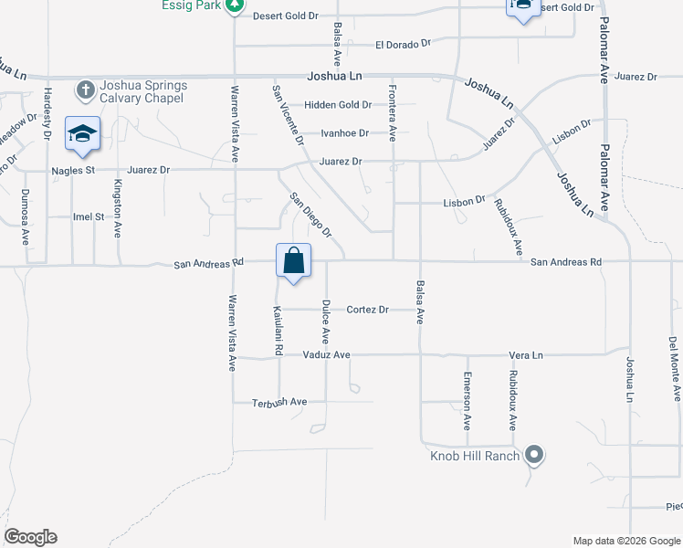 map of restaurants, bars, coffee shops, grocery stores, and more near 57933 San Andreas Road in Yucca Valley