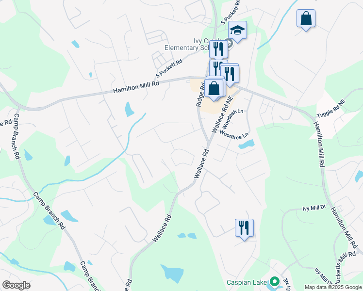 map of restaurants, bars, coffee shops, grocery stores, and more near 3168 Sag Harbor Court Northeast in Buford