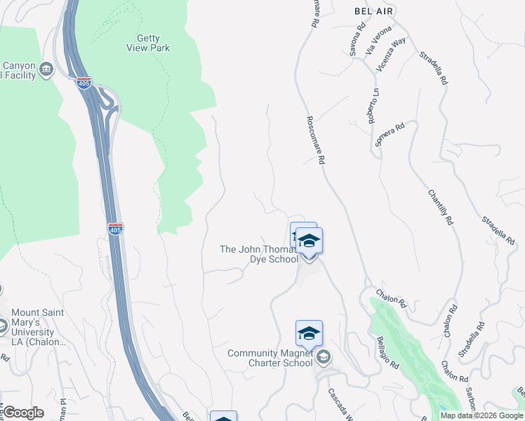 map of restaurants, bars, coffee shops, grocery stores, and more near 1119 Linda Flora Drive in Los Angeles