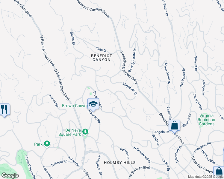 map of restaurants, bars, coffee shops, grocery stores, and more near 1120 Angelo Drive in Beverly Hills