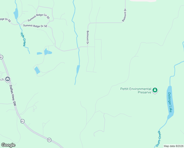 map of restaurants, bars, coffee shops, grocery stores, and more near Belmont Drive in Cartersville
