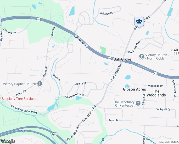 map of restaurants, bars, coffee shops, grocery stores, and more near 2472 Ramblewood Court in Acworth