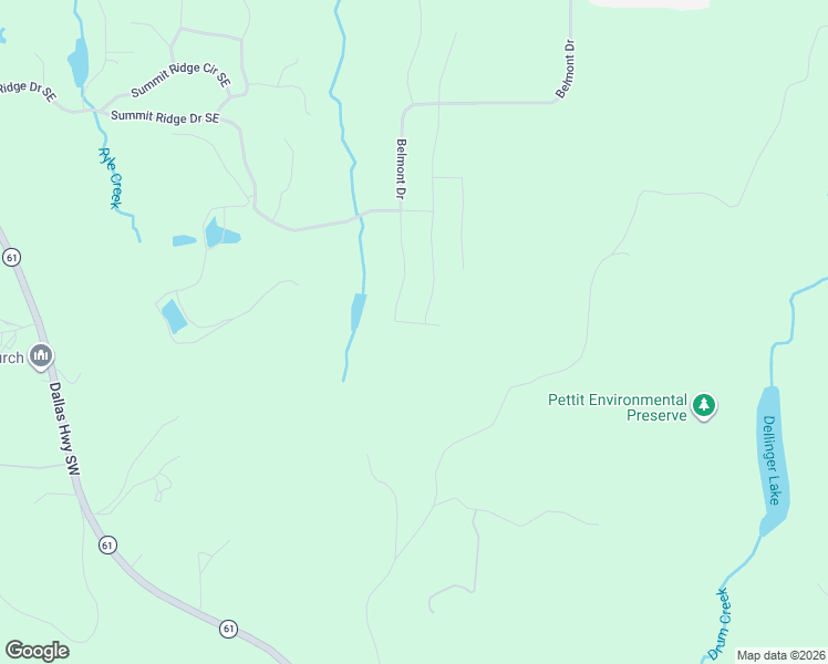 map of restaurants, bars, coffee shops, grocery stores, and more near Belmont Drive in Cartersville