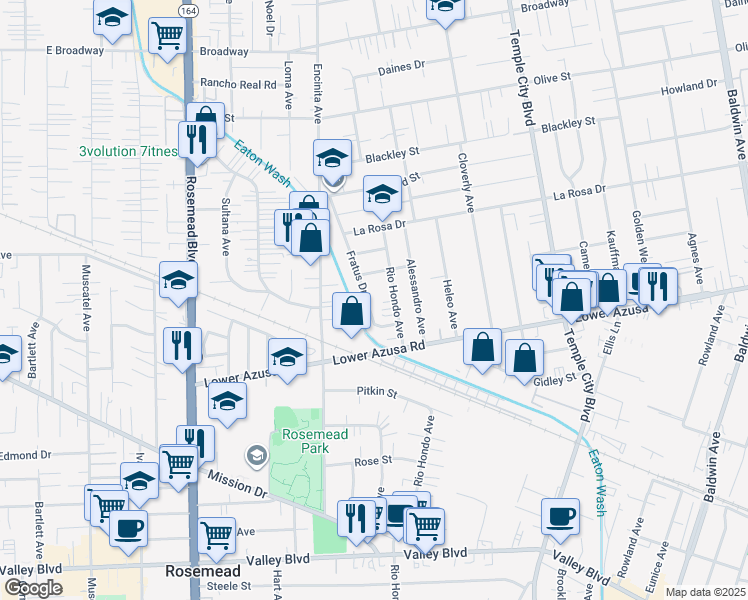 map of restaurants, bars, coffee shops, grocery stores, and more near 4915 Rio Hondo Avenue in Temple City