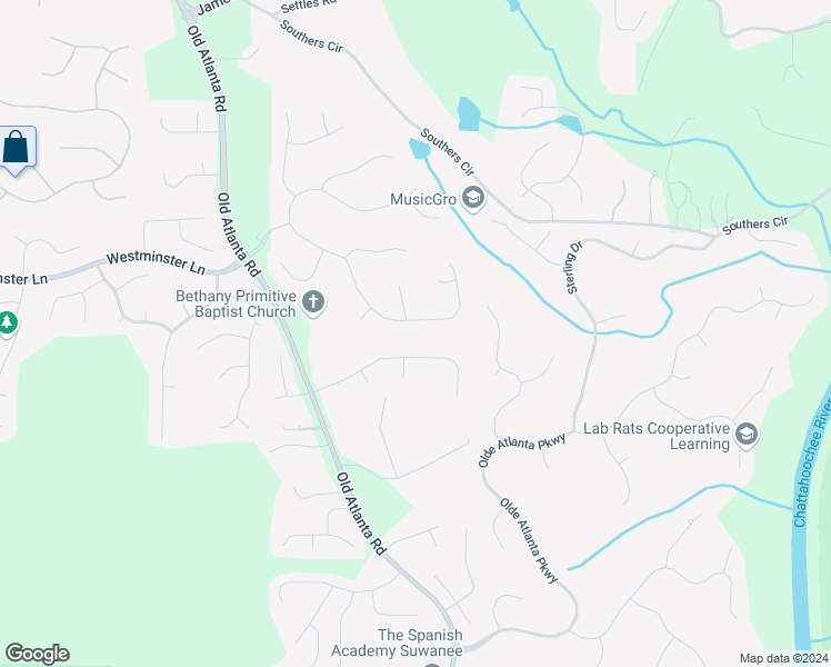 map of restaurants, bars, coffee shops, grocery stores, and more near 4005 Waterford Drive in Suwanee