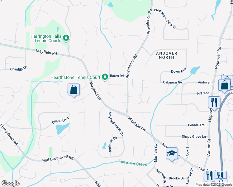 map of restaurants, bars, coffee shops, grocery stores, and more near 12640 Hearthstone Way in Alpharetta