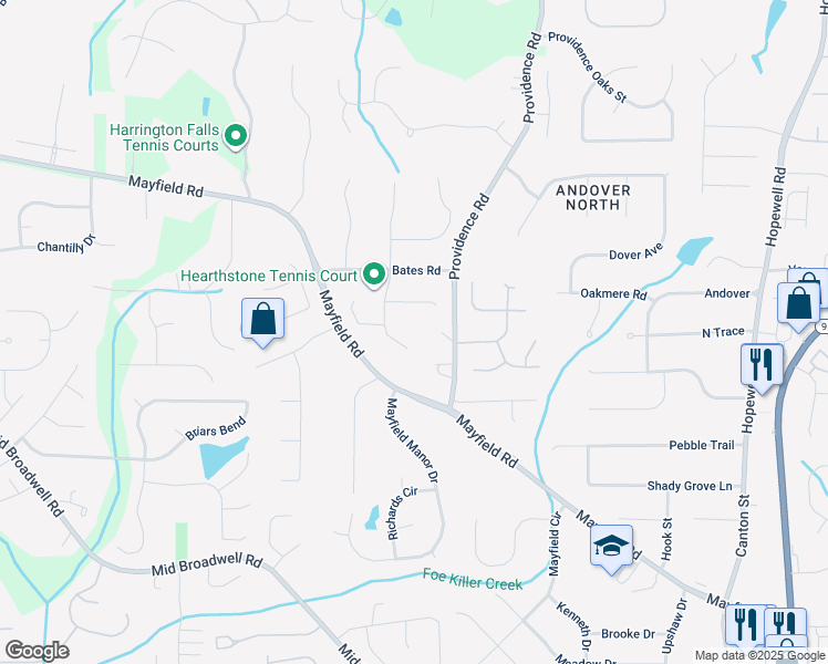 map of restaurants, bars, coffee shops, grocery stores, and more near 12640 Hearthstone Way in Alpharetta