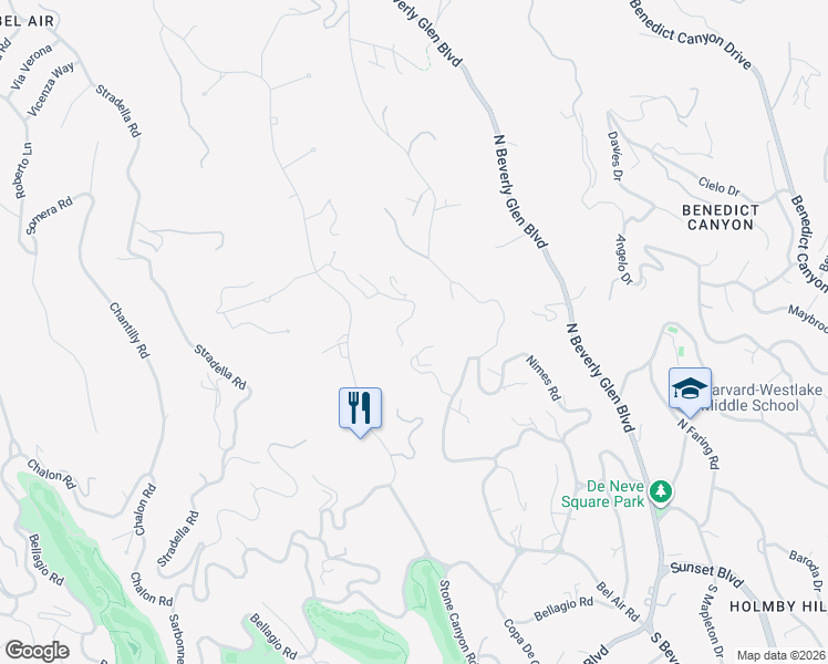 map of restaurants, bars, coffee shops, grocery stores, and more near 901 Strada Vecchia Road in Los Angeles