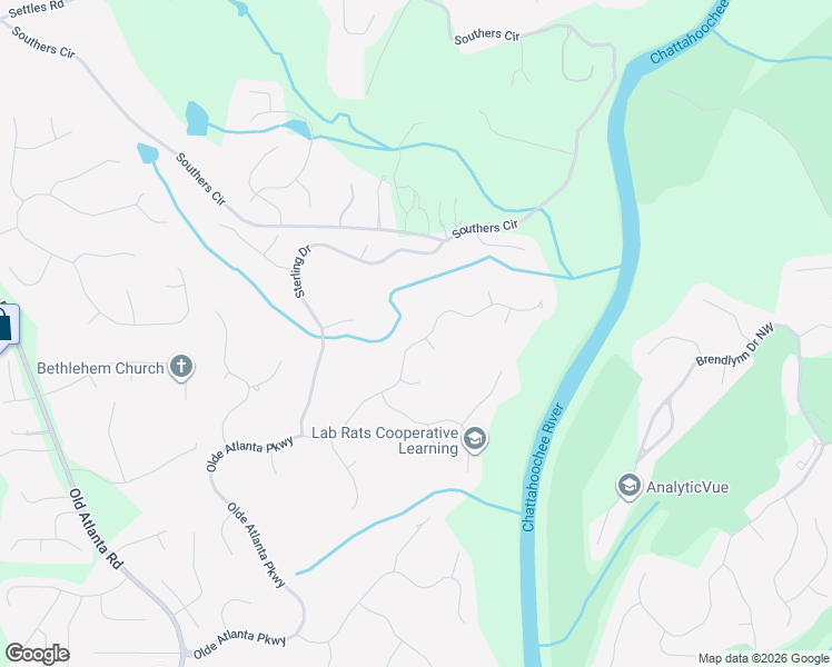 map of restaurants, bars, coffee shops, grocery stores, and more near 6575 Olde Atlanta Parkway in Suwanee
