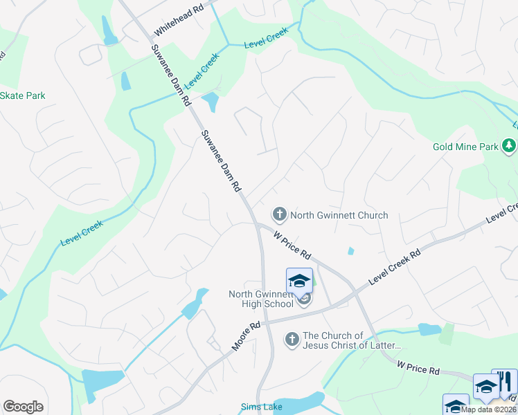 map of restaurants, bars, coffee shops, grocery stores, and more near 4996 Rustic Canyon Drive in Suwanee