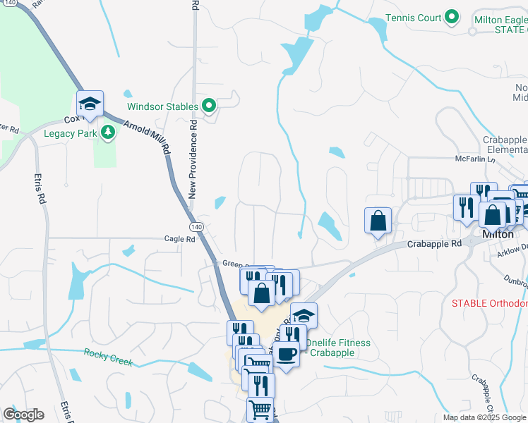 map of restaurants, bars, coffee shops, grocery stores, and more near 12572 Waterside Drive in Alpharetta