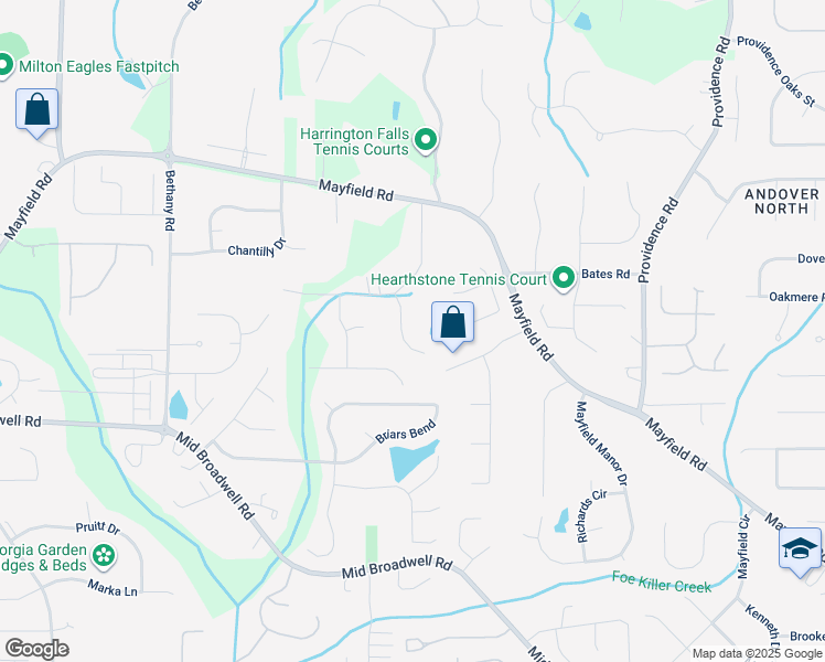 map of restaurants, bars, coffee shops, grocery stores, and more near 130 Woodfield Lane in Alpharetta