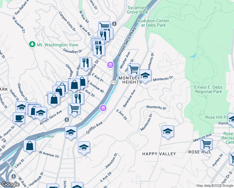 map of restaurants, bars, coffee shops, grocery stores, and more near 4035 Griffin Avenue in Los Angeles