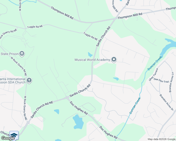 map of restaurants, bars, coffee shops, grocery stores, and more near 4180 Sardis Church Road in Buford