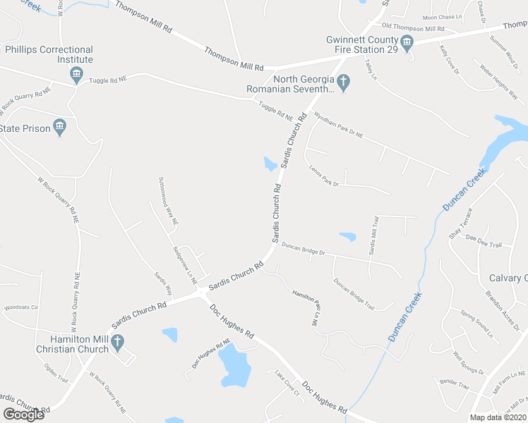 map of restaurants, bars, coffee shops, grocery stores, and more near 4180 Sardis Church Road in Buford